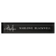 Elegant Black Gray Monogram Script