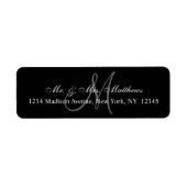 Elegant Black Gray Monogram Weddenschap Etiket (Voorkant)