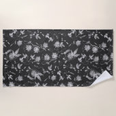 Elegant Black Gray Passion Flowers Pattern Strandlaken (Voorkant)