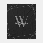 Elegant Black Gray Silver Monogram Name Script Fleece Deken (Voorkant)
