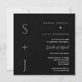 Elegant Black Gray Wedding Square Invitation Kaart (Voorkant)