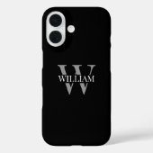 Elegant black &gray white Personalized monogram Case-Mate iPhone Case (Achterkant)