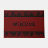 Elegant Black Greek Pattern op Maroon Deurmat (Voorkant)