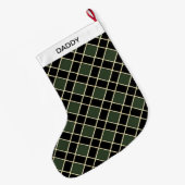 Elegant Black & Green Diamond Pattern Grote Kerstsok (Achterkant (Hangend))