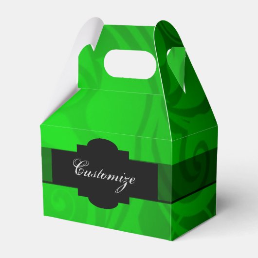 Elegant Black & Green Gable Favor Box Bedankdoosjes (Voorkant Zijde)
