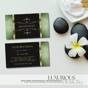 Elegant Black Green Glitter Gold  versieringen Visitekaartje