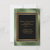 ELEGANT BLACK GREEN GOLD EMBOSSED CUSTOM RSVP (Voorkant)