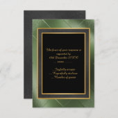 ELEGANT BLACK GREEN GOLD EMBOSSED CUSTOM RSVP (Voorkant / Achterkant)