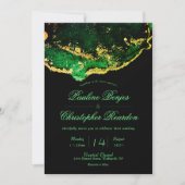 Elegant Black Green Gold Wedding Kaart (Voorkant)
