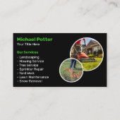 Elegant Black Green Landscaping Lawn Care Service Visitekaartje (Achterkant)