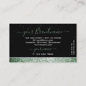 Elegant Black Green Sparkle Glitter Rhinestones Visitekaartje (Achterkant)