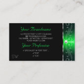 Elegant Black Green  Sparkle Jewels Initialen Visitekaartje (Achterkant)