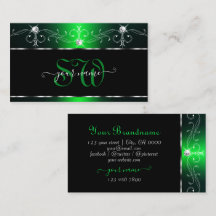 Elegant Black Green  Sparkle Jewels Monogram