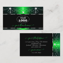 Elegant Black Green  Sparkle Jewels Voeg Logo toe Visitekaartje