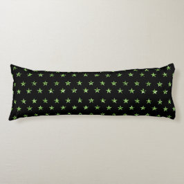 Elegant Black Green Stars Sparkle Glam Bedding Lichaamskussen