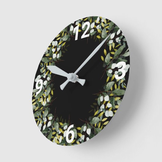 ELEGANT BLACK GREENERGY BOTANICAL WALL CLOCK RONDE KLOK (Hoek)