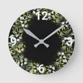 ELEGANT BLACK GREENERGY BOTANICAL WALL CLOCK RONDE KLOK (Voorkant)