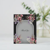 Elegant Black Grey Beauful Floral Hartelijk dank Bedankkaart (Staand voorkant)