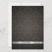 Elegant Black & Grey Damask met Silver Afstuderen Kaart (Achterkant)