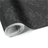 Elegant Black Grey Damask Patroon afdrukken Cadeaupapier (Rol Hoek)