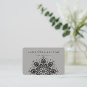 Elegant Black & Grey Flower Logo Yoga Visitekaartje (Staand voorkant)