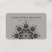 Elegant Black & Grey Flower Logo Yoga Visitekaartje (Voorkant)