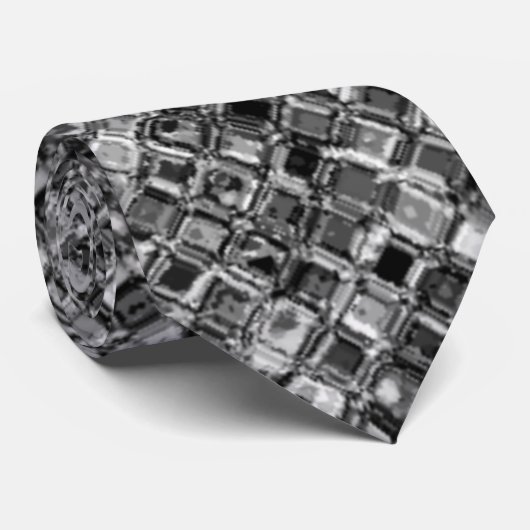 Elegant Black Grey Glitter Sparkle Pattern Stropdas (Opgerold)