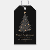 Elegant Black Grey Gold Script Christmas Tree Cadeaulabel (Voorkant)