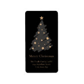 Elegant Black Grey Gold Script Christmas Tree Etiket (Voorkant)