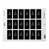 Elegant Black Grey Gold Script Christmas Tree Etiket (Full Sheet)