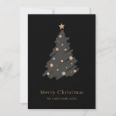 Elegant Black Grey Gold Script Christmas Tree Feestdagenkaart (Voorkant)