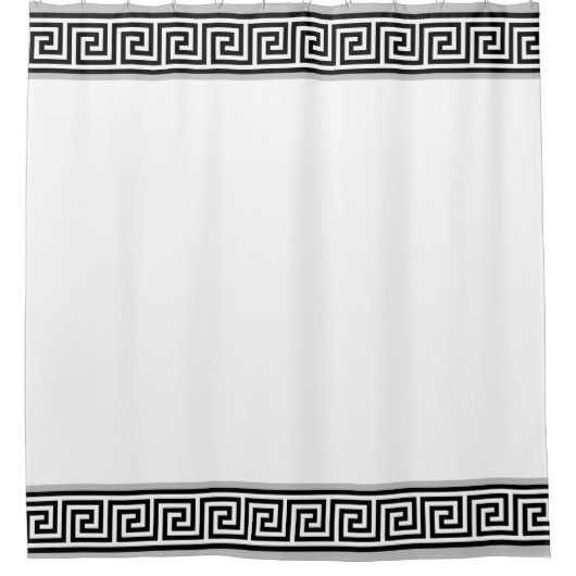 Elegant Black & Grey Greek Vector op White Douchegordijn (Voorkant)