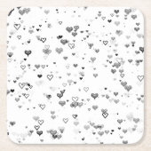 Elegant Black & Grey Hearts Pattern Coaster Kartonnen Onderzetters (Voorkant)