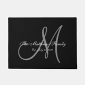 Elegant Black Grey Monogram Name Passen getrouwd W Deurmat (Voorkant)