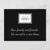 Elegant Black Grey Monogram New Home Movement Aankondigingskaart (Voorkant)