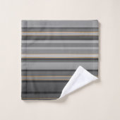 Elegant Black Grey Roos Gold Striped Patroon Bad Handdoek (Wasdoekje)