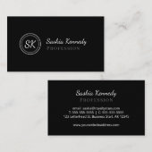 Elegant Black Grey Script Professional Monogram Visitekaartje (Voorkant / Achterkant)