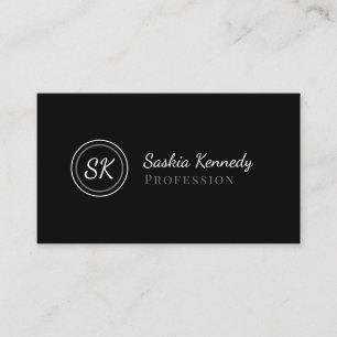 Elegant Black Grey Script Professional Monogram Visitekaartje