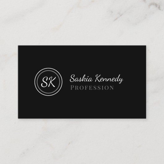 Elegant Black Grey Script Professional Monogram Visitekaartje (Voorkant)