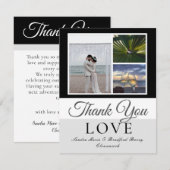 Elegant Black Grey Script Weduwfoto collage Bedankkaart (Voorkant / Achterkant)