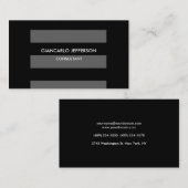 Elegant Black Grey Striped Minimal Professional Visitekaartje (Voorkant / Achterkant)