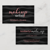 Elegant Black & Grey Zebra Stripes Makeup Artist Visitekaartje (Voorkant / Achterkant)