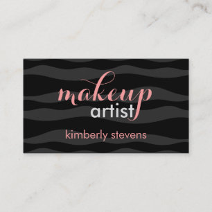 Elegant Black & Grey Zebra Stripes Makeup Artist Visitekaartje