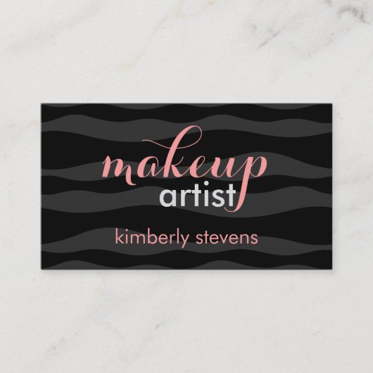 Elegant Black & Grey Zebra Stripes Makeup Artist Visitekaartje (Voorkant)