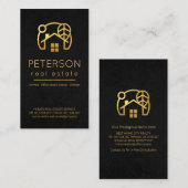 Elegant Black Grunge Texture Gold Line Visitekaartje (Voorkant / Achterkant)