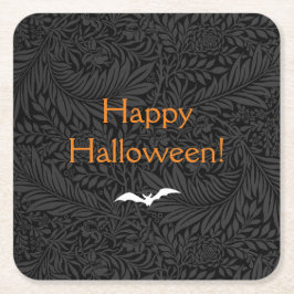 Elegant Black Halloween Floral Kartonnen Onderzetters