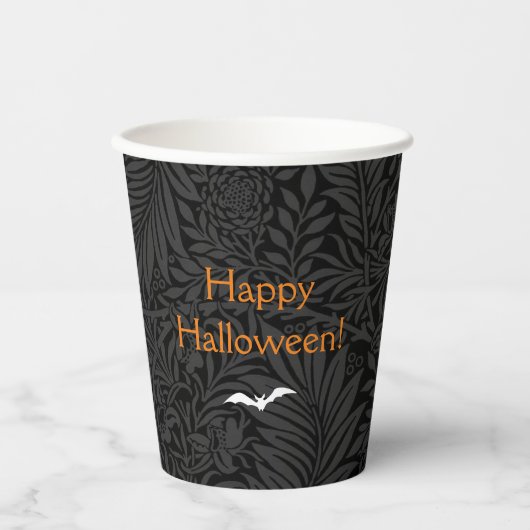 Elegant Black Halloween Floral Papieren Bekers (Voorkant)