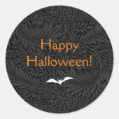 Elegant Black Halloween Floral Ronde Sticker (Voorkant)