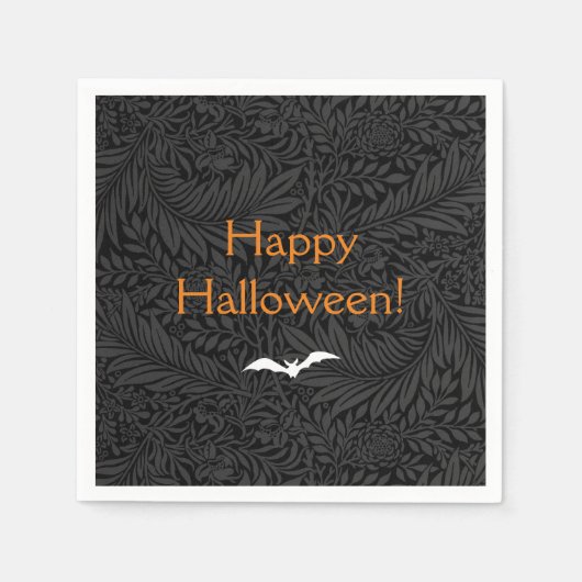 Elegant Black Halloween Floral Servet (Voorkant)