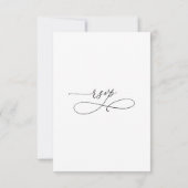Elegant Black Hand Drawn Floral RSVP met maaltijde (Achterkant)